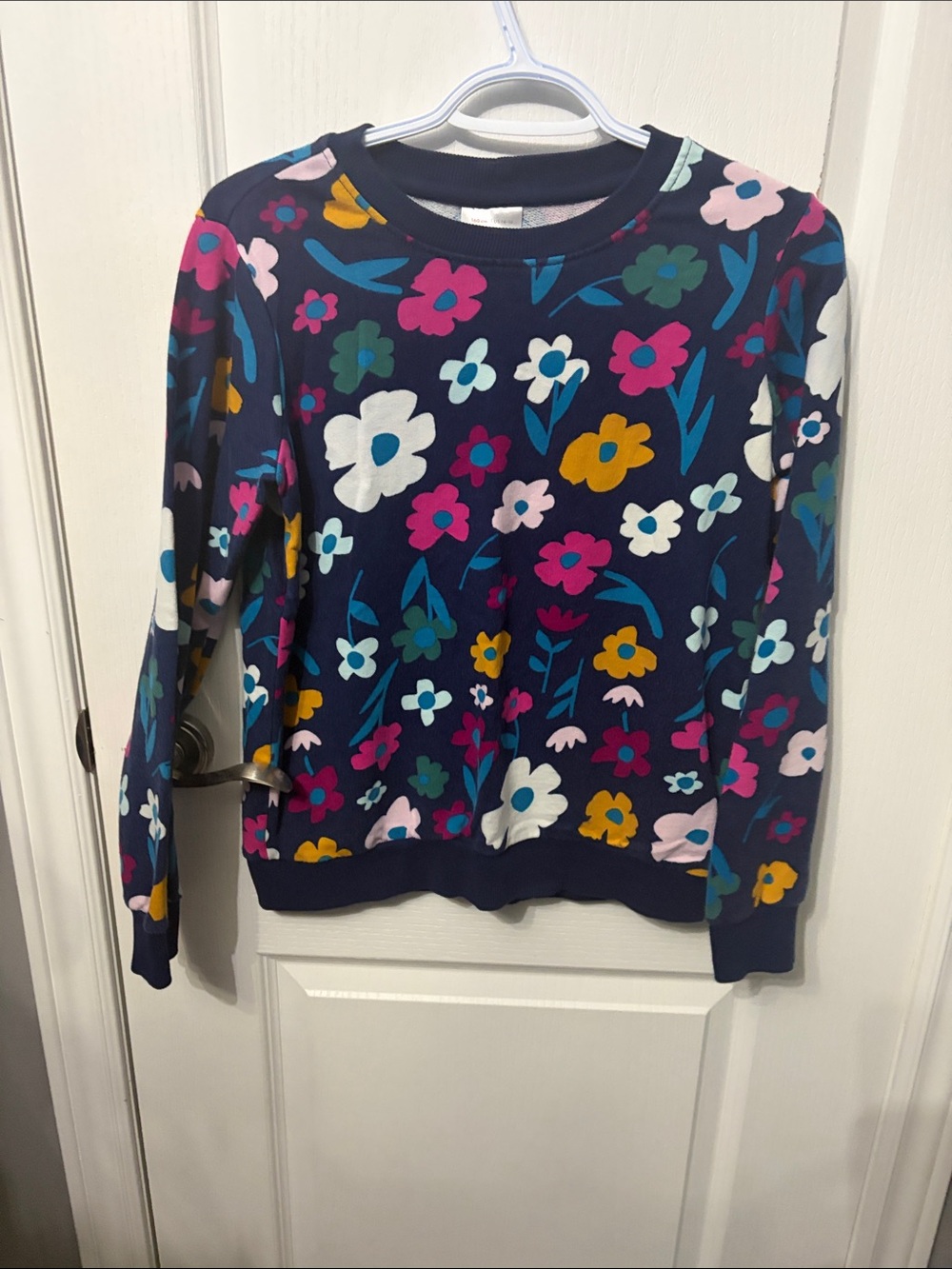 Hanna Andersson Navy Floral Long Sleeve Tee with Multicolor Flowers